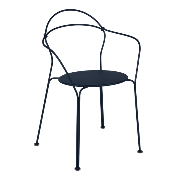 Deep Blue Airloop Garden Dining Armchair By Fermob in Deep Blue