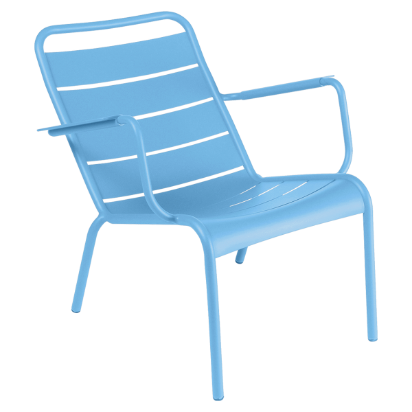 Maya Blue Luxembourg Outdoor Low Armchair By Fermob in Maya Blue