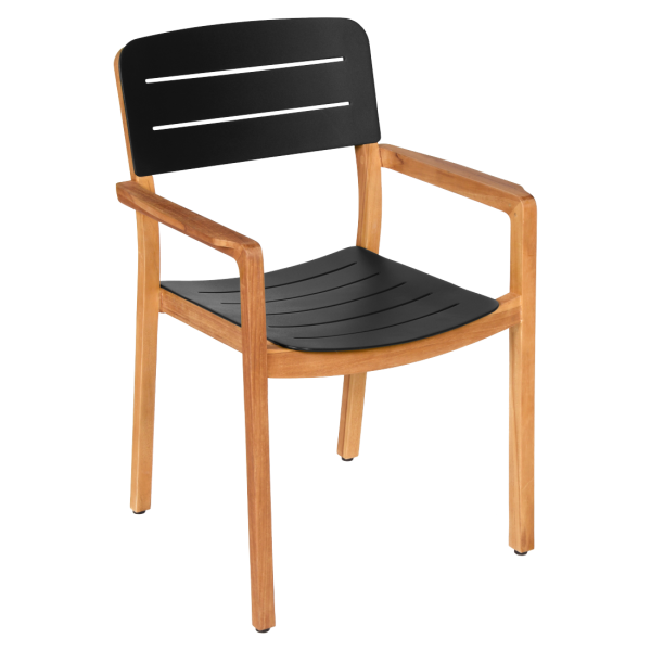 Basalt Lodge Teak + Aluminium Outdoor Armchair By Vlaemynck in Basalt