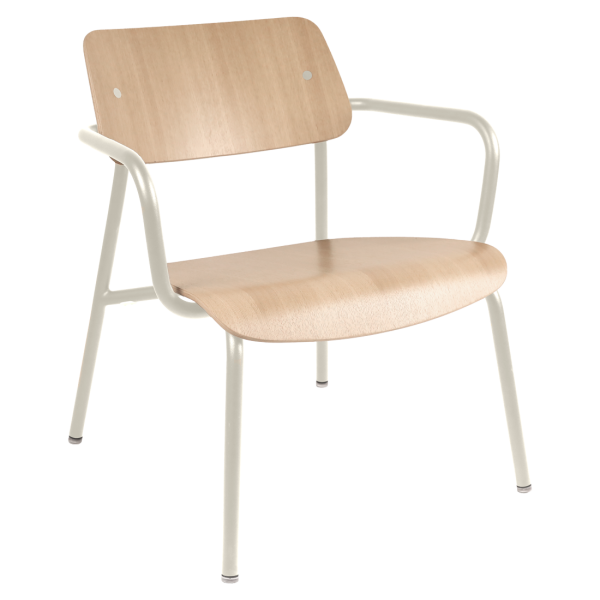 Clay Grey Studie Indoor Oak Lounge Armchair With Metal Frame By Fermob in Clay Grey