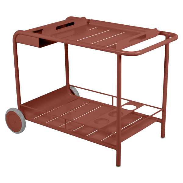 Red Ochre Luxembourg Outdoor Bar Trolley By Fermob in Red Ochre