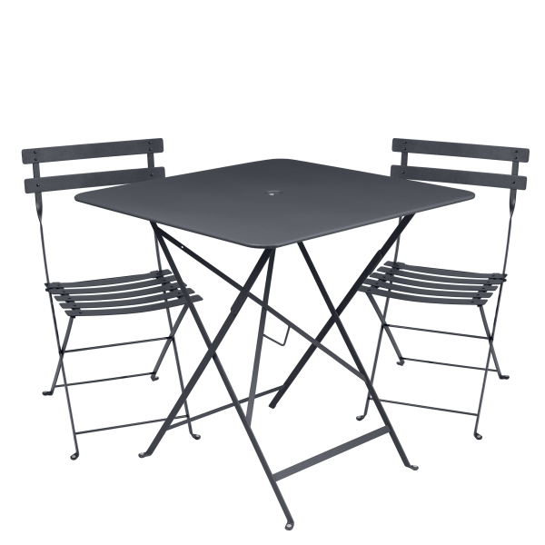 Anthracite Bistro Outdoor Folding Cafe Set - 71cm Square By Fermob in Anthracite