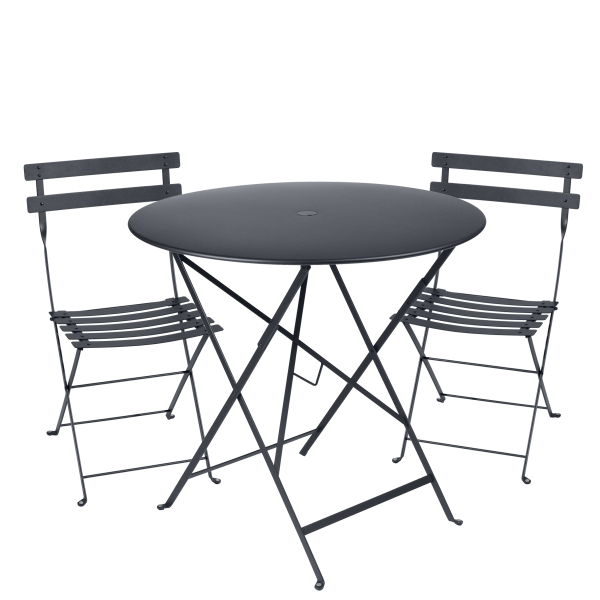 Anthracite Bistro Outdoor Folding Cafe Set - 77cm Round By Fermob in Anthracite