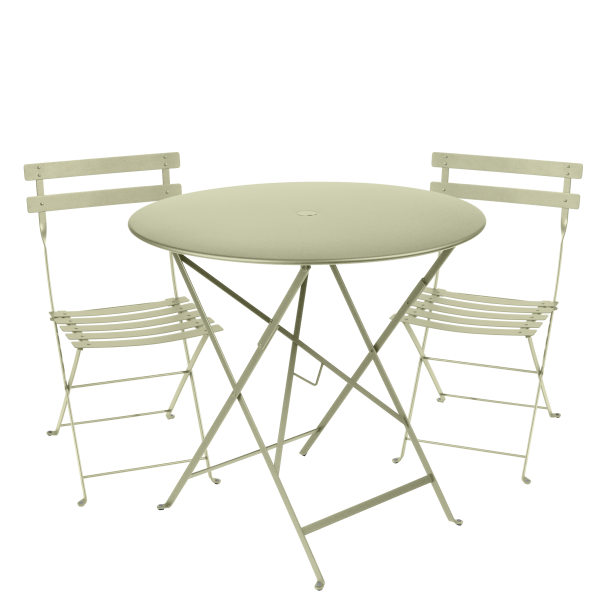 Willow Green Bistro Outdoor Folding Cafe Set - 77cm Round By Fermob in Willow Green