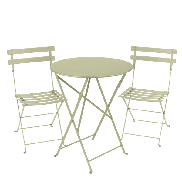 Willow Green Bistro Outdoor Folding Cafe Set - 60cm Round By Fermob in Willow Green