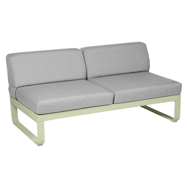 Willow Green Bellevie Outdoor Modular 2 Seater Central Module By Fermob in Willow Green
