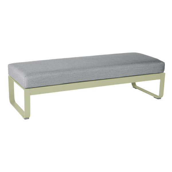 Willow Green Bellevie Outdoor Modular 2 Seater Ottoman By Fermob in Willow Green