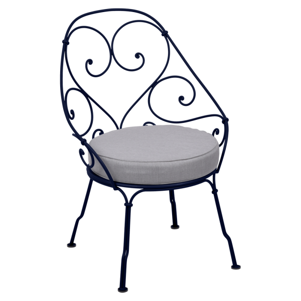 Deep Blue 1900 Cabriolet Garden Armchair By Fermob in Deep Blue
