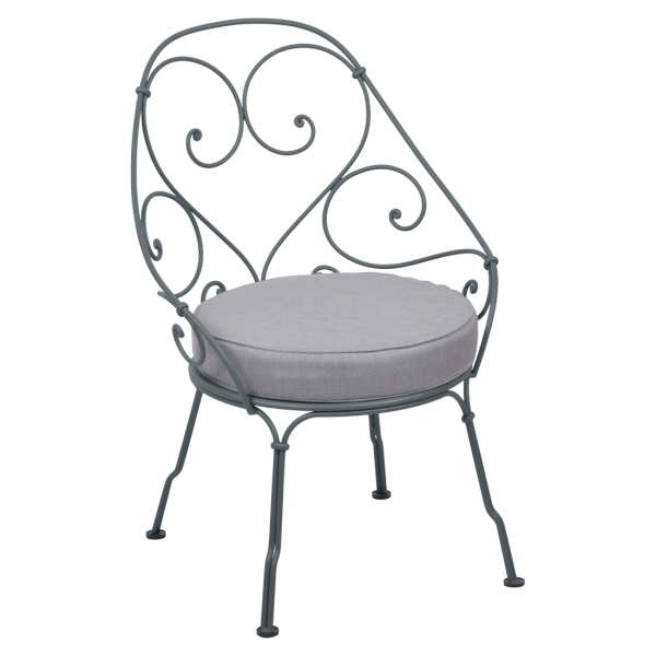 Storm Grey 1900 Cabriolet Garden Armchair By Fermob in Storm Grey