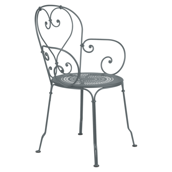 Storm Grey 1900 Garden Dining Armchair By Fermob in Storm Grey