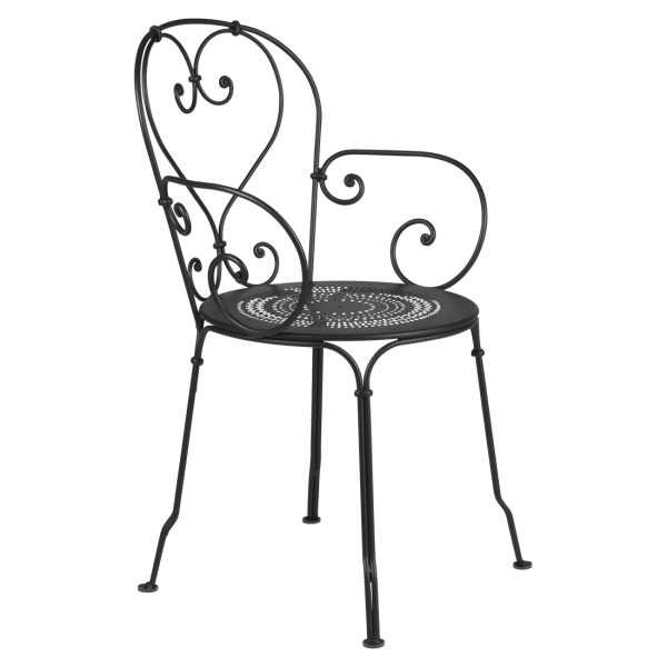 Liquorice 1900 Garden Dining Armchair By Fermob in Liquorice