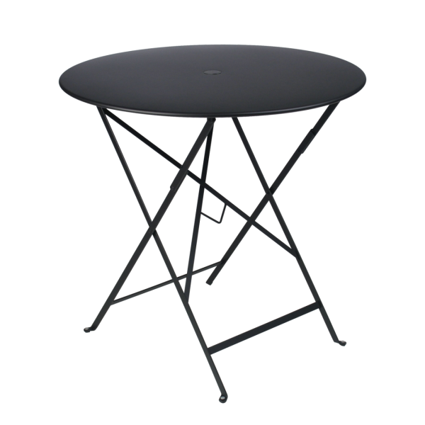 Liquorice Bistro Outdoor Folding Table Round 77cm By Fermob in Liquorice