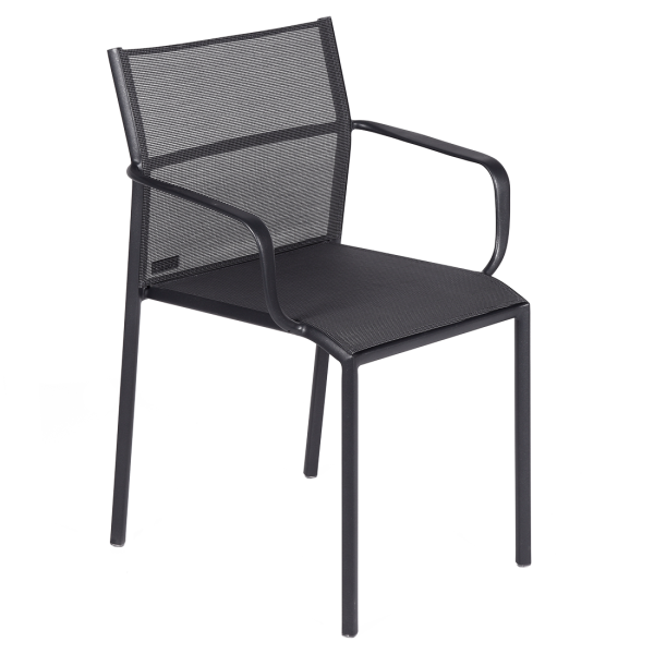 Anthracite Cadiz Aluminium Outdoor Dining Armchair By Fermob in Anthracite