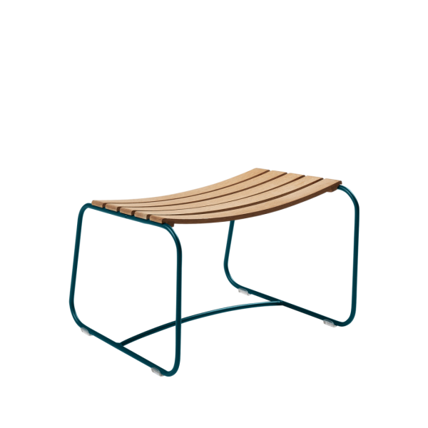 Acapulco Blue Surprising Outdoor Casual Footrest - Teak Slats By Fermob in Acapulco Blue