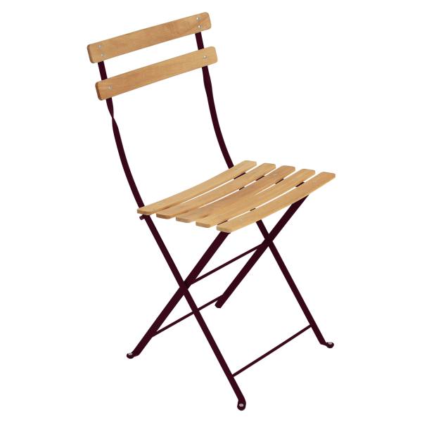 Bistro Outdoor Folding Chair - Wooden Slats By Fermob in Black Cherry