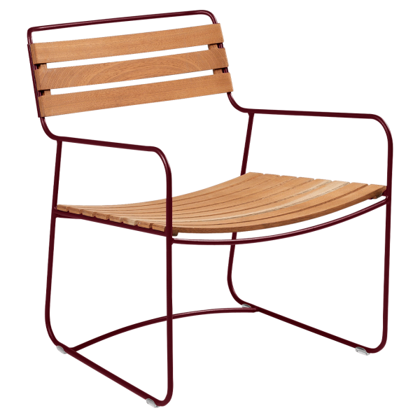 Surprising Outdoor Casual Armchair - Teak Slats By Fermob in Black Cherry