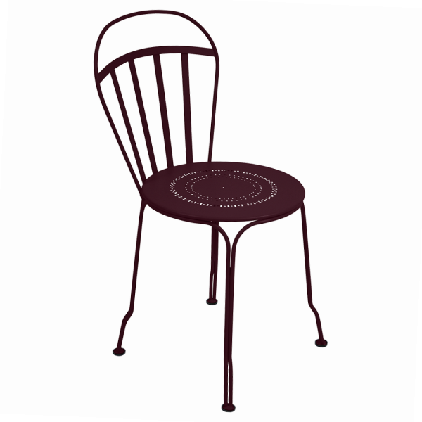 Louvre Outdoor Metal Dining Chair By Fermob in Black Cherry