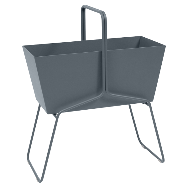 Basket High Metal Planter By Fermob in Storm Grey