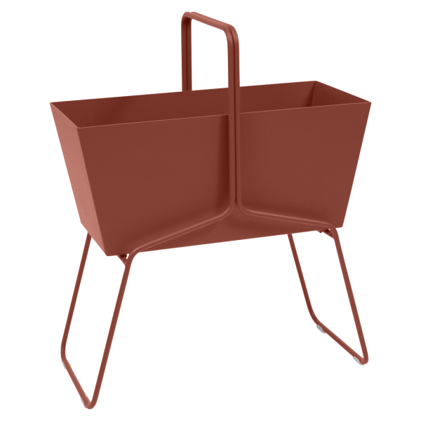 Basket High Metal Planter By Fermob in Red Ochre