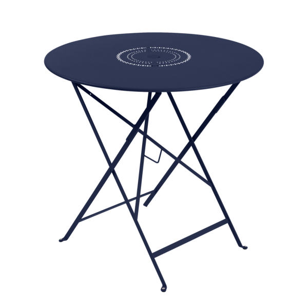 Floreal Folding Garden Table Round 77cm By Fermob in Deep Blue