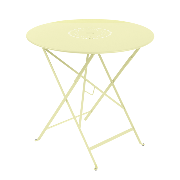 Floreal Folding Garden Table Round 77cm By Fermob in Frosted Lemon
