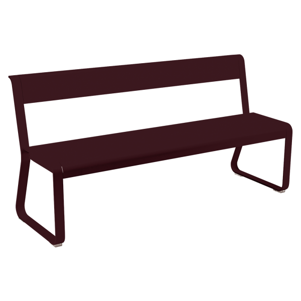 Bellevie Outdoor Dining Bench with Back By Fermob in Black Cherry