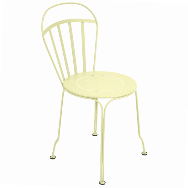 Louvre Outdoor Metal Dining Chair By Fermob in Frosted Lemon