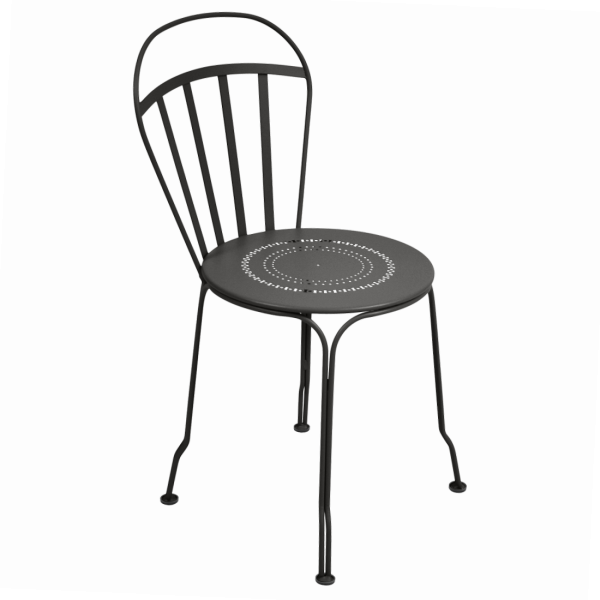 Louvre Outdoor Metal Dining Chair By Fermob in Liquorice