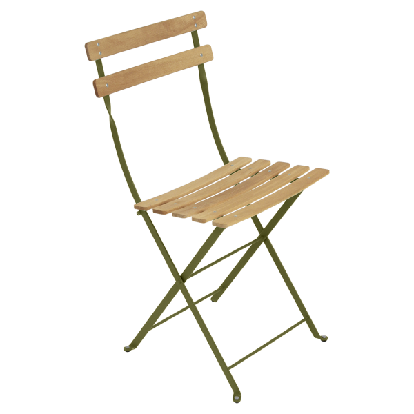 Bistro Outdoor Folding Chair - Wooden Slats By Fermob in Pesto