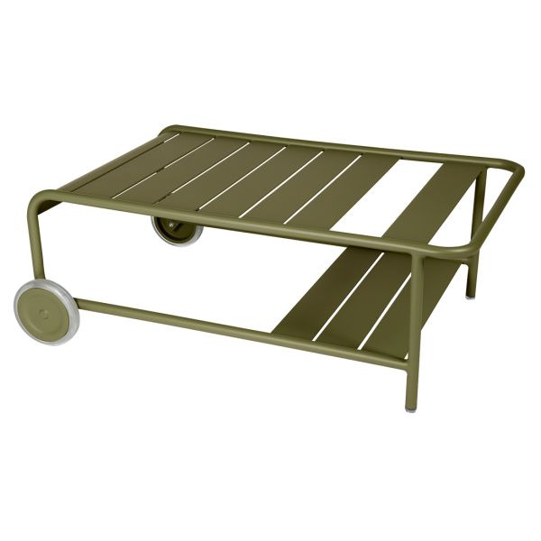 Luxembourg Outdoor Low Table with Wheels By Fermob in Pesto