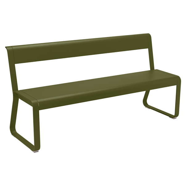Bellevie Outdoor Dining Bench with Back By Fermob in Pesto