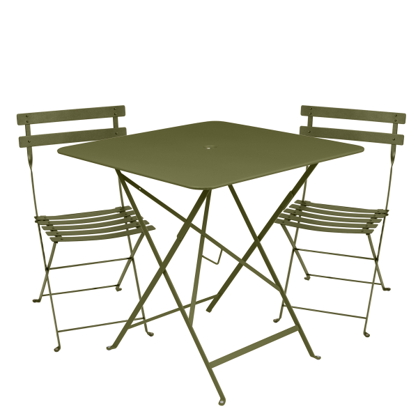 Bistro Outdoor Folding Cafe Set - 71cm Square By Fermob in Pesto