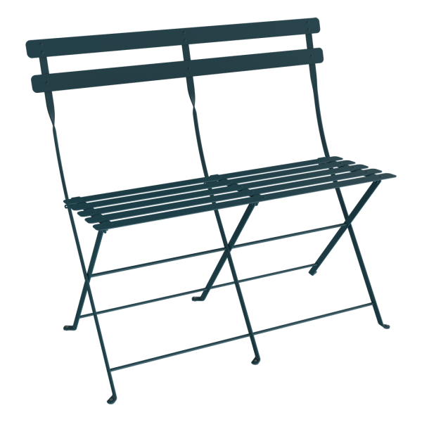 Bistro Two Seater Folding Bench By Fermob in Acapulco Blue