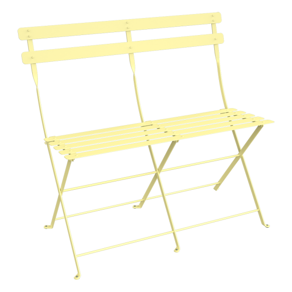 Bistro Two Seater Folding Bench By Fermob in Frosted Lemon