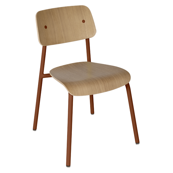 Studie Indoor Oak Dining Chair With Metal Frame By Fermob in Red Ochre