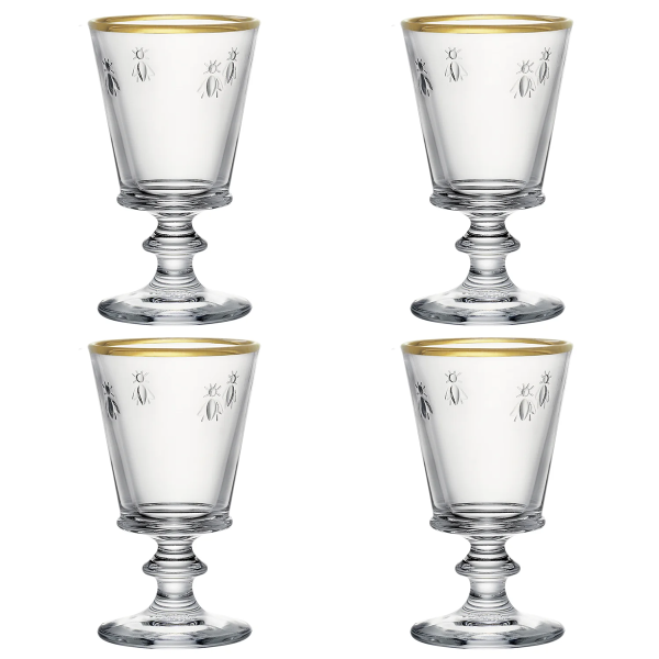 Bee French Wine Glass - Set Four Gold By La Rochere