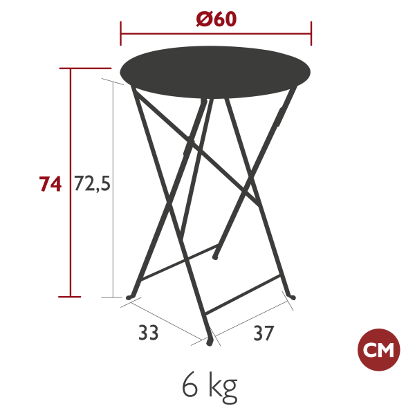 Bistro Outdoor Folding Table Round 60cm By Fermob