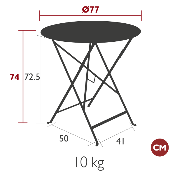 Bistro Outdoor Folding Table Round 77cm By Fermob