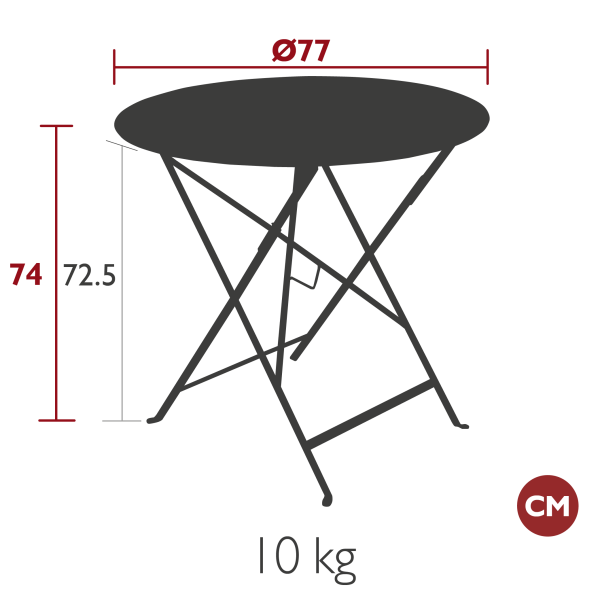 Floreal Folding Garden Table Round 77cm By Fermob