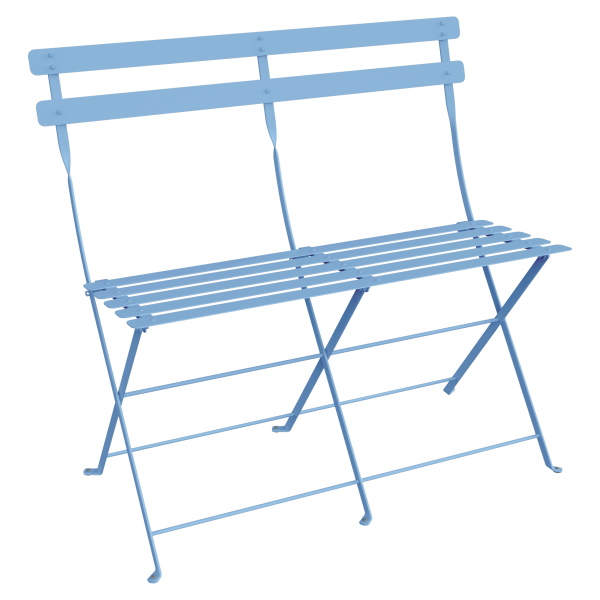 Bistro Two Seater Folding Bench By Fermob in Maya Blue
