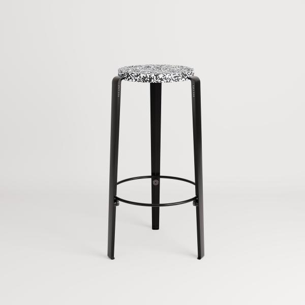 Lou Bar Height Stool 75cm - Recycled Plastic Macchiato By Tiptoe in Graphite Black