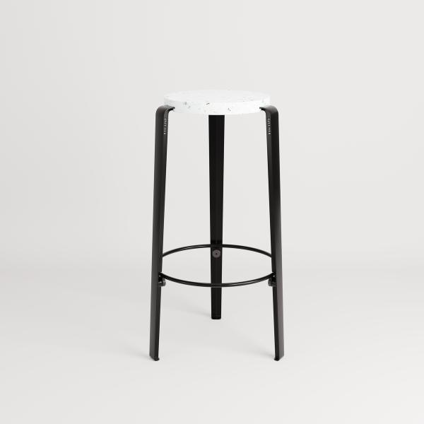 Lou Bar Height Stool 75cm - Recycled Plastic Venezia By Tiptoe in Graphite Black