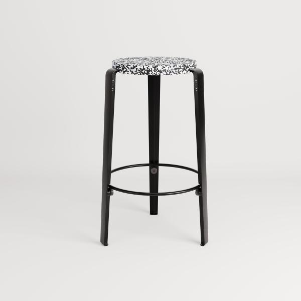 Lou Counter Height Stool 65cm - Recycled Plastic Macchiato By Tiptoe in Graphite Black
