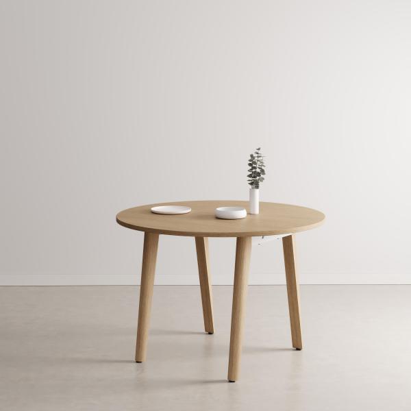 New Modern Indoor Dining Table 110cm Round - Oak Legs By Tiptoe