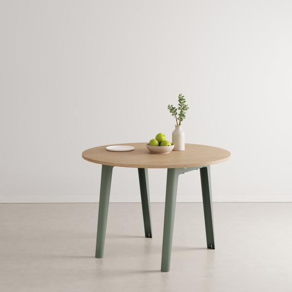 New Modern Indoor Dining Table 110cm Round - Oak By Tiptoe in Eucalyptus Grey