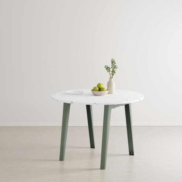 New Modern Indoor Dining Table 110cm Round - Recyled Plastic By Tiptoe in Eucalyptus Grey