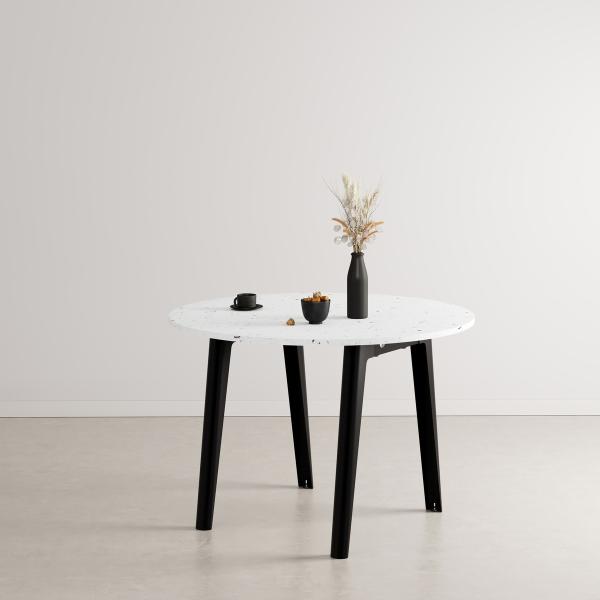 New Modern Indoor Dining Table 110cm Round - Recyled Plastic By Tiptoe in Graphite Black