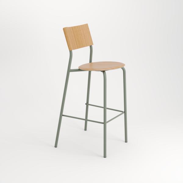 SSD Indoor Bar Chair 75cm - Oak By Tiptoe in Eucalyptus Grey