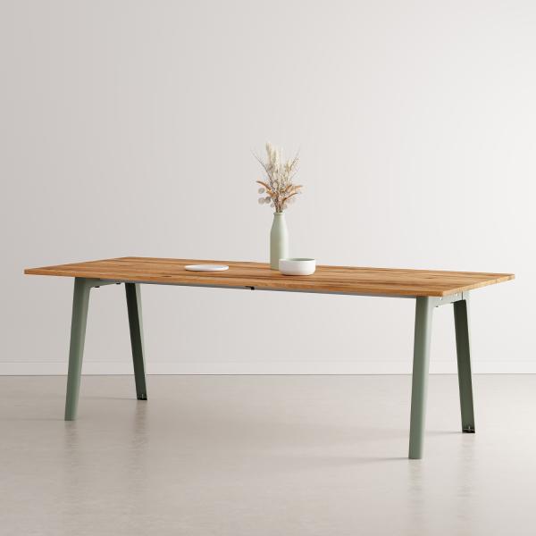New Modern Indoor Dining Table 220cm - Recycled Old Oak By Tiptoe in Eucalyptus Grey