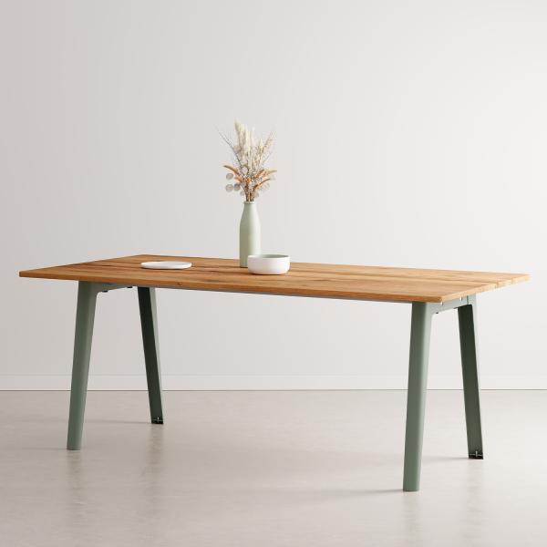 New Modern Indoor Dining Table 190cm - Recycled Old Oak By Tiptoe in Eucalyptus Grey
